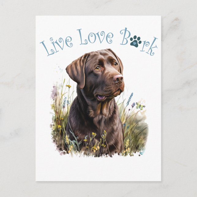Carte Postale Maman de Chien Lab au Chocolat Floral (Devant)