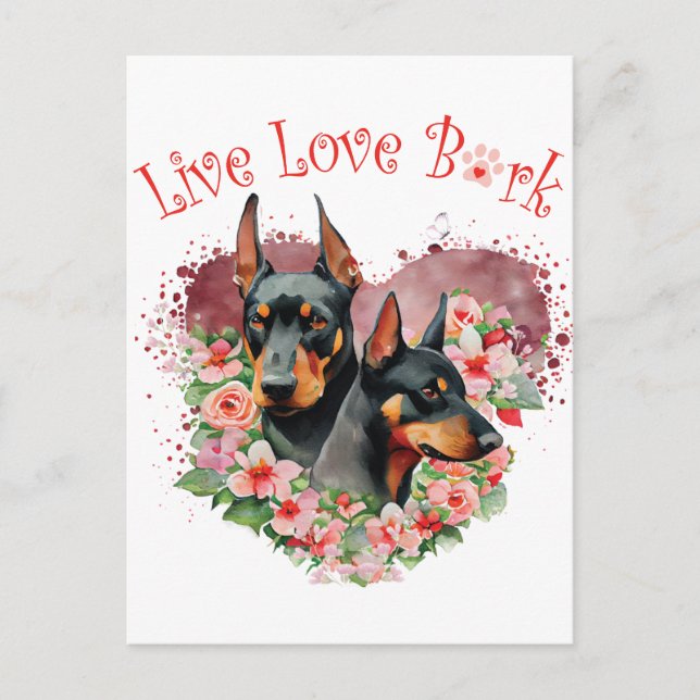 Carte Postale Maman de Doberman Fleurie (Devant)