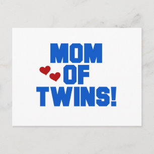 Carte Postale Maman de maillots et cadeaux Twins-Blue Text