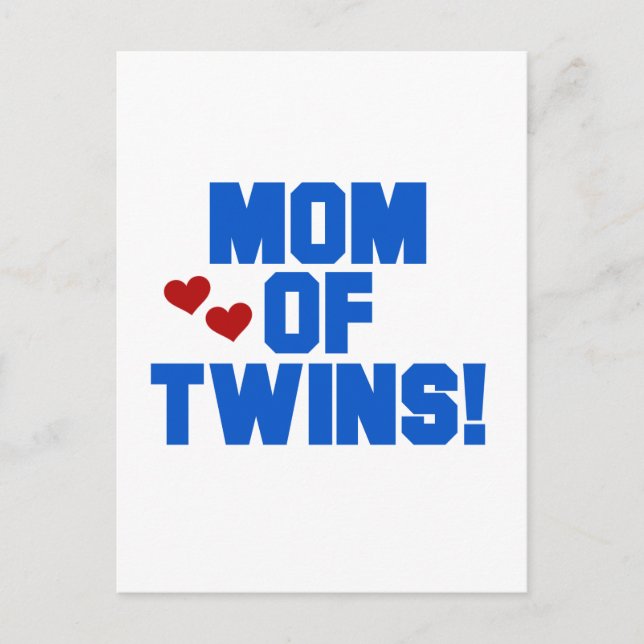 Carte Postale Maman de maillots et cadeaux Twins-Blue Text (Devant)