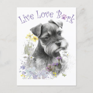 Carte Postale Maman de Schnauzer Fleurs