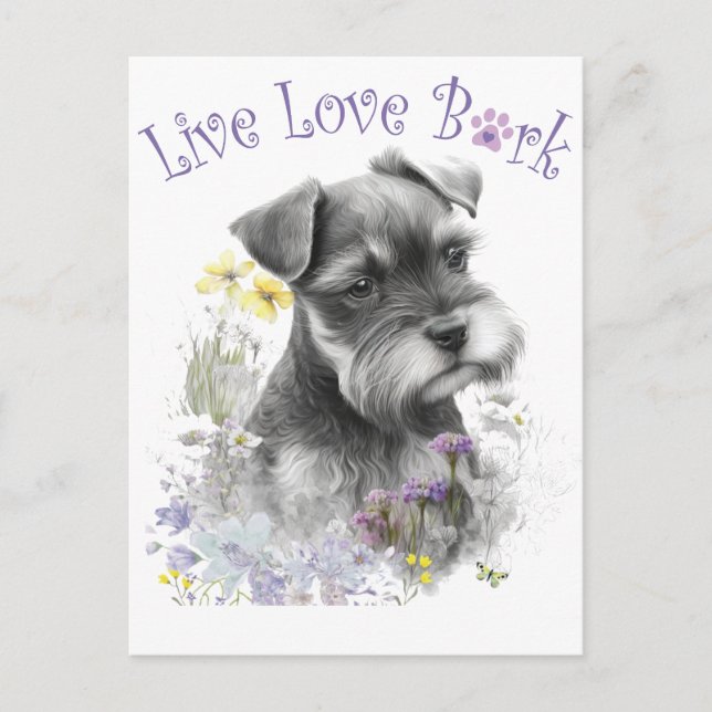 Carte Postale Maman de Schnauzer Fleurs (Devant)