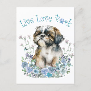 Carte Postale Maman de Shih Tzu Floral