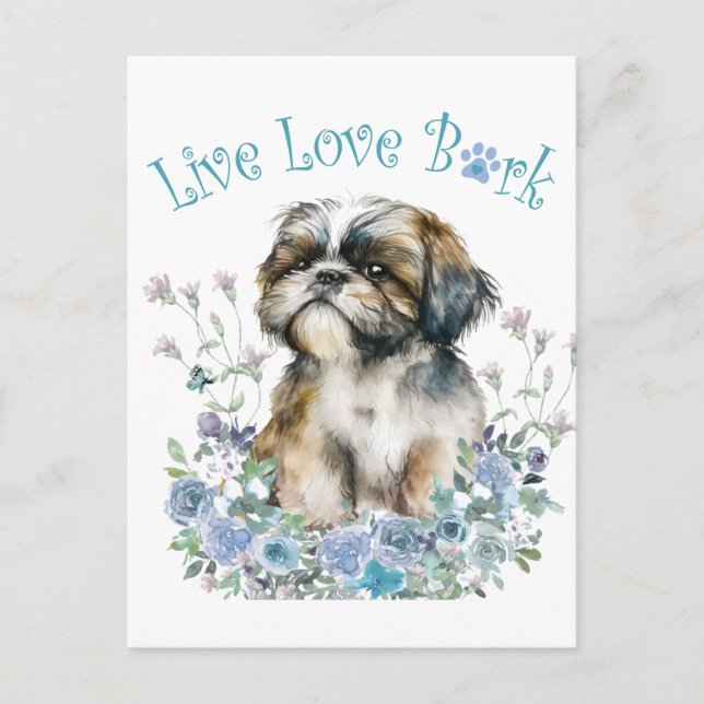 Carte Postale Maman de Shih Tzu Floral (Devant)