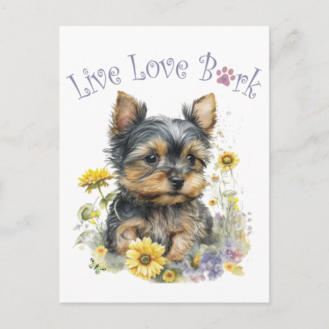 Carte Postale Maman de Yorkie Floral (Devant)