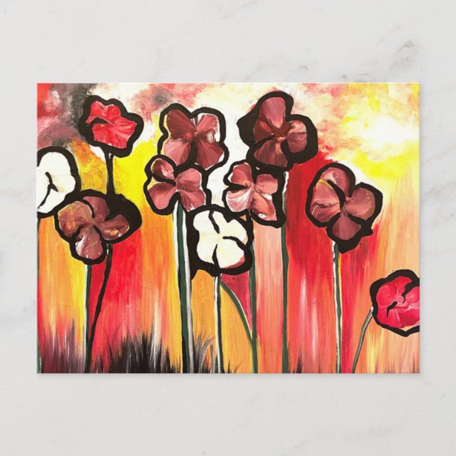 Carte Postale Maman Des Fleurs Peint À La Main Acrylique (Devant)