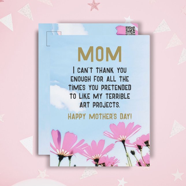 Carte Postale Maman Drôle Citation Humour Fleurs Floral Fête des (Créateur téléchargé)