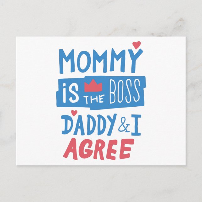 Carte Postale Maman est le boss Daddy and I agree (Devant)