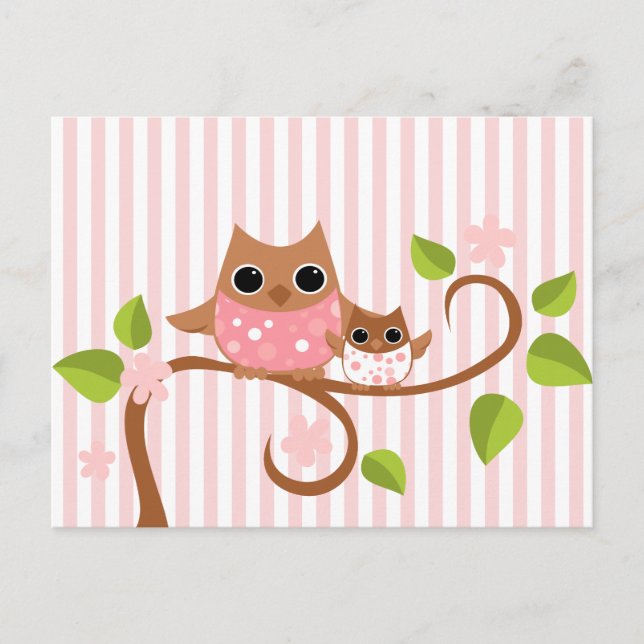 Carte Postale Maman et Chouettes pour bébés (Devant)