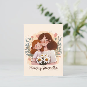 Carte Postale Maman et fille adorables - Cadre floral (2)