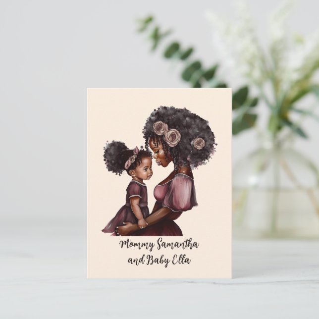 Carte Postale Maman et fille noire personnalisée (1) (Debout devant)