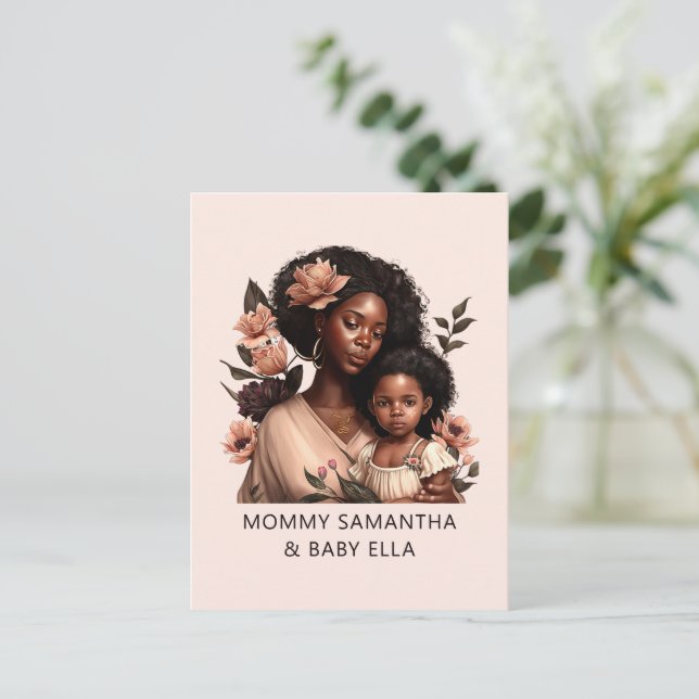 Carte Postale Maman et fille noire personnalisée (21) (Debout devant)