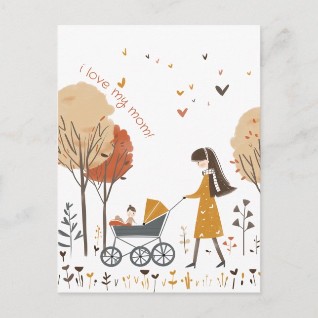 Carte Postale Maman et son gosse sur la poussette (Devant)
