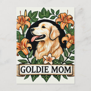 Carte Postale Maman Goldie Mères de Chien Retriever Dore