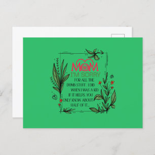 Carte Postale Maman, je suis désolé pour tout ce que j'ai fait