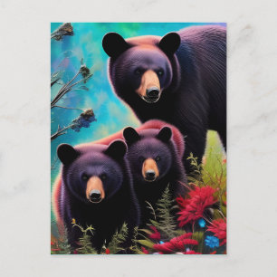 Carte Postale Maman ours et oursons