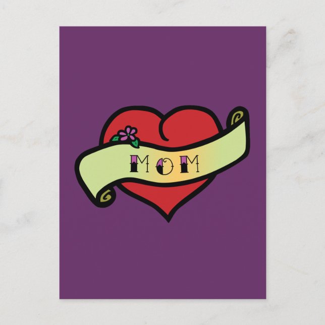 Carte Postale Maman Tattoo Heart (Devant)
