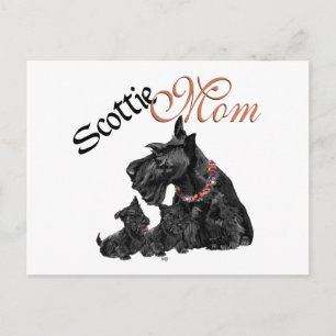 Carte Postale Maman Terrier Écossais et ses chiots pour la fête