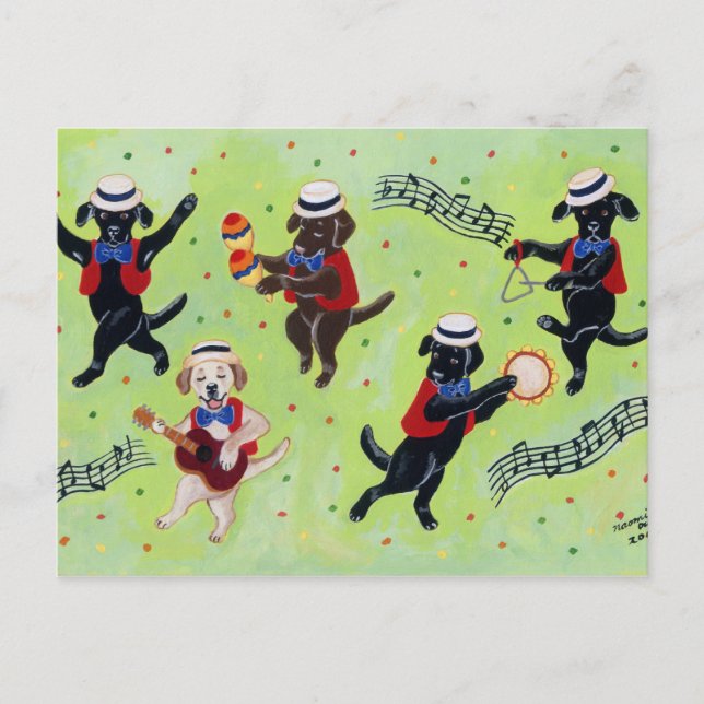Carte Postale Mambo Labrador Musicians Peinture (Devant)