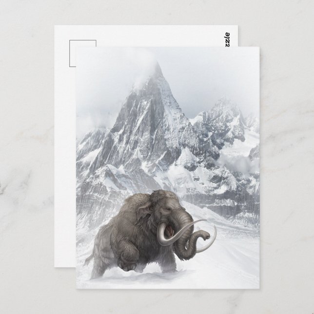 Carte Postale Mammifère laineux Période de glace animale préhist (Devant / Derrière)