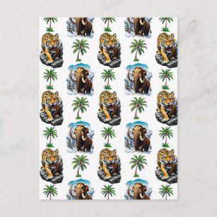 Carte Postale Mammoth Sabertooth Tiger âge de glace Conception M