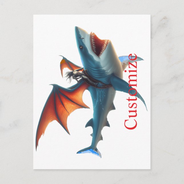 Carte Postale Man-Bat équitation Scary Shark Thunder_Cove (Devant)