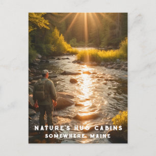 Carte Postale *~* Man Fishing Stream Maine Peace AP49 Nature