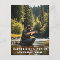 *~* Man Fishing Stream Nature AP49 Saumon