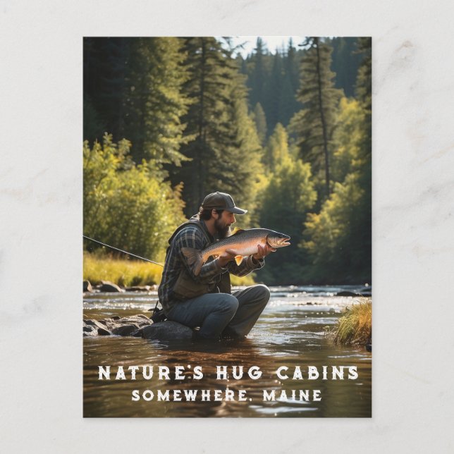 Carte Postale *~* Man Fishing Stream Nature AP49 Saumon (Devant)