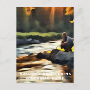 Carte Postale *~* Man Sun Fishing Stream Maine AP49 River