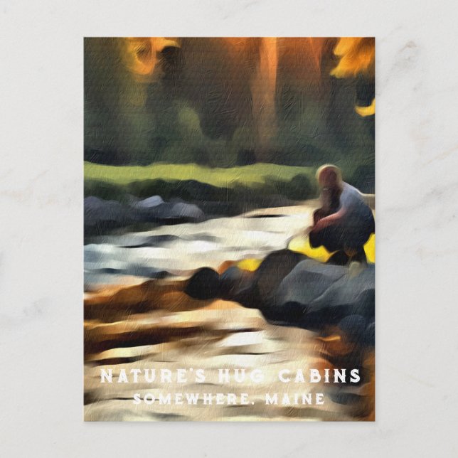 Carte Postale *~* Man Sun Fishing Stream Maine AP49 River (Devant)