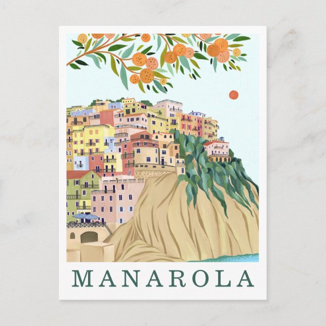 Carte Postale Manarola Cinque Terre Italy Travel Illustration (Devant)