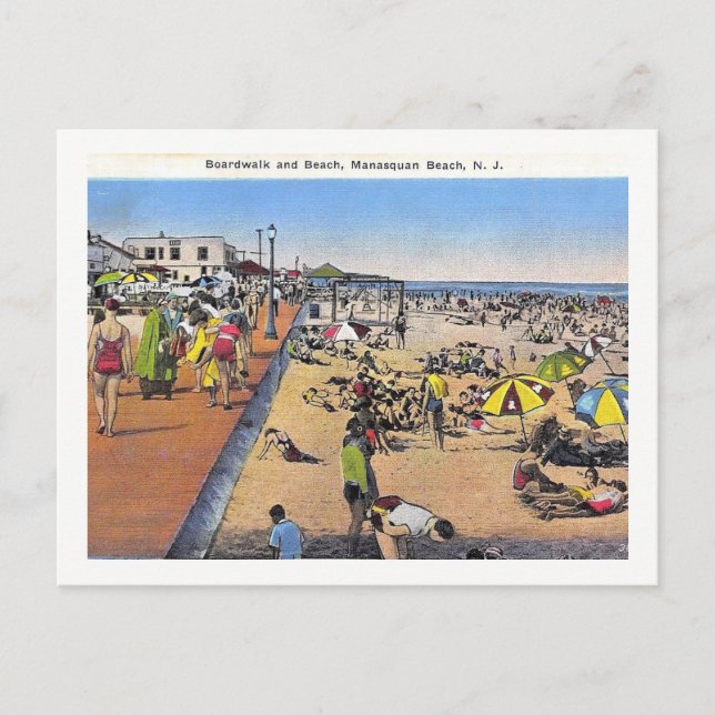 Carte Postale Manasquan, New Jersey, promenade, Vintage (Devant)