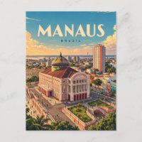 Manaus Brésil Art de Voyage Rétro