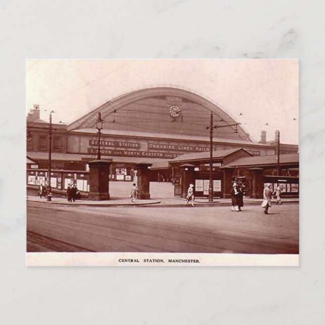 Carte Postale Manchester, Gare centrale (Devant)