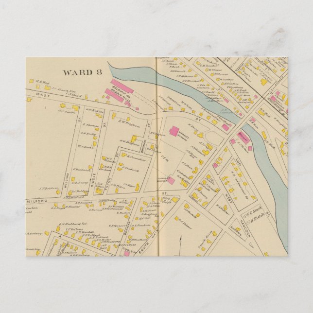 Carte Postale Manchester, NH, W Manchester, Ward 8 (Devant)