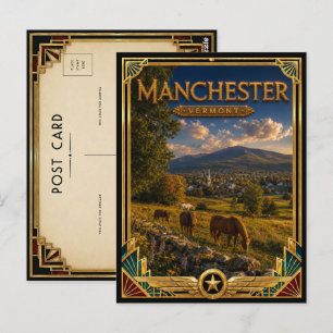 Carte Postale Manchester Vermont Art Déco Vintage Âge d'Or