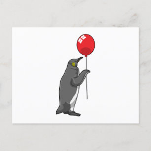 Carte Postale Manchot avec ballon