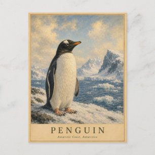 Carte Postale Manchot Côte Antarctique VINTAGE