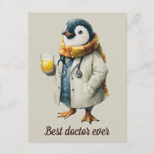 Carte Postale Manchot d'hiver personnalisé "Meilleur médecin que