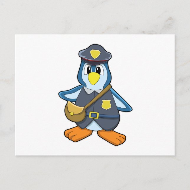 Carte Postale Manchot en policière avec sac à main (Devant)