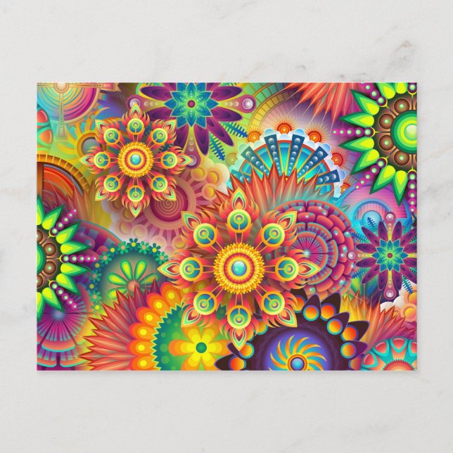 Carte Postale Mandala Abstrait Spirituel Psychedélique Trippy (Devant)