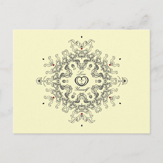 Carte Postale Mandala Art Nouveau "Love Yourself" (Devant)