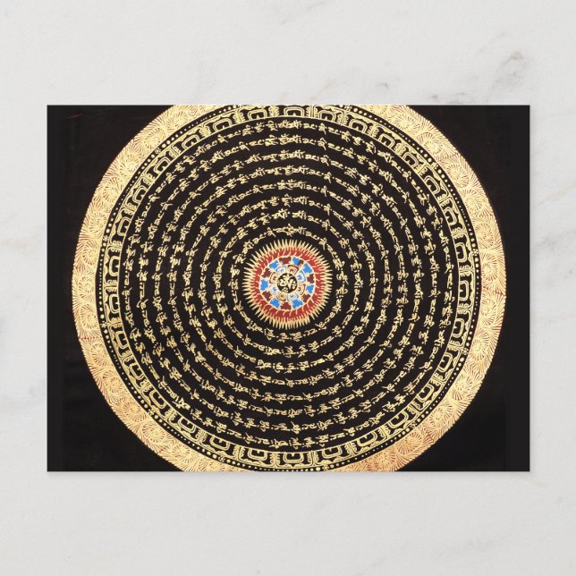 Carte Postale Mandala Art tibétain (or et noir) (Devant)