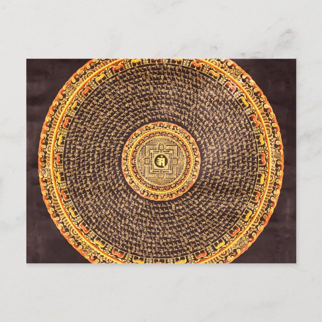 Carte Postale Mandala Art tibétain (or et noir) (Devant)