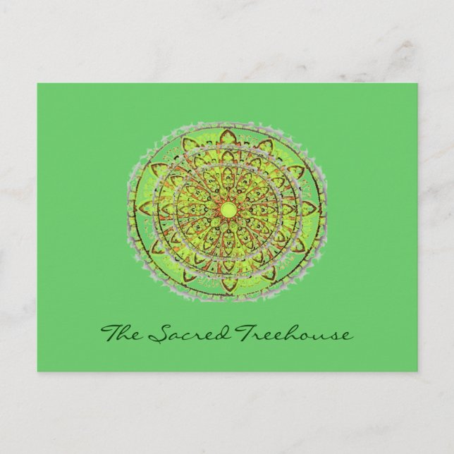 Carte postale Mandala Art verte (Devant)