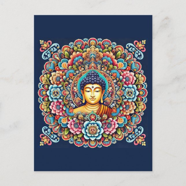 Carte Postale Mandala avec bouddha (Devant)