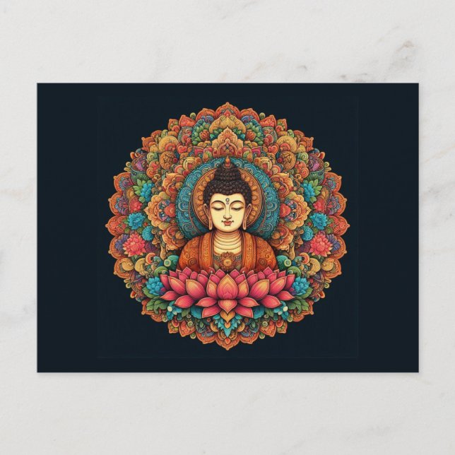 Carte Postale Mandala avec bouddha (Devant)