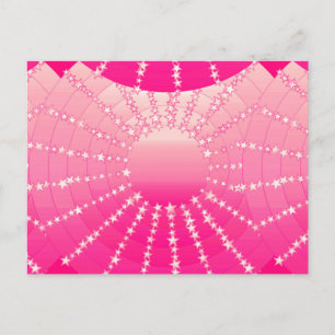 Carte Postale Mandala avec étoiles - dégradé de satin rose et fu