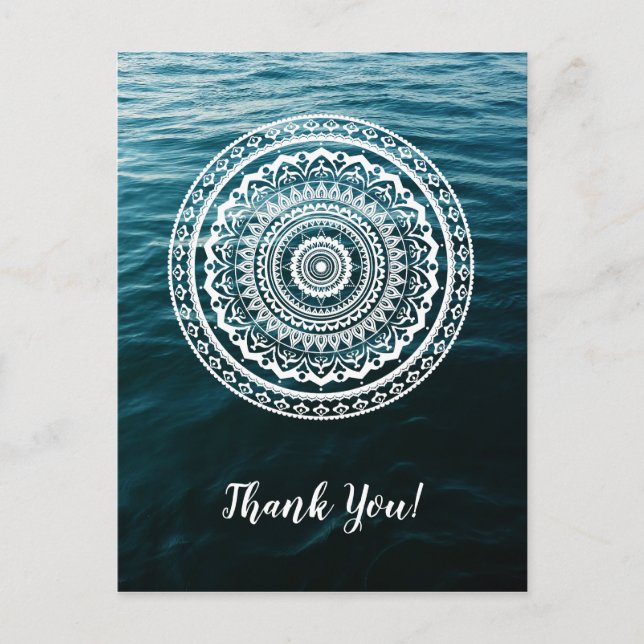 Carte Postale Mandala Blanc Laissez la mer vous libérer (Devant)